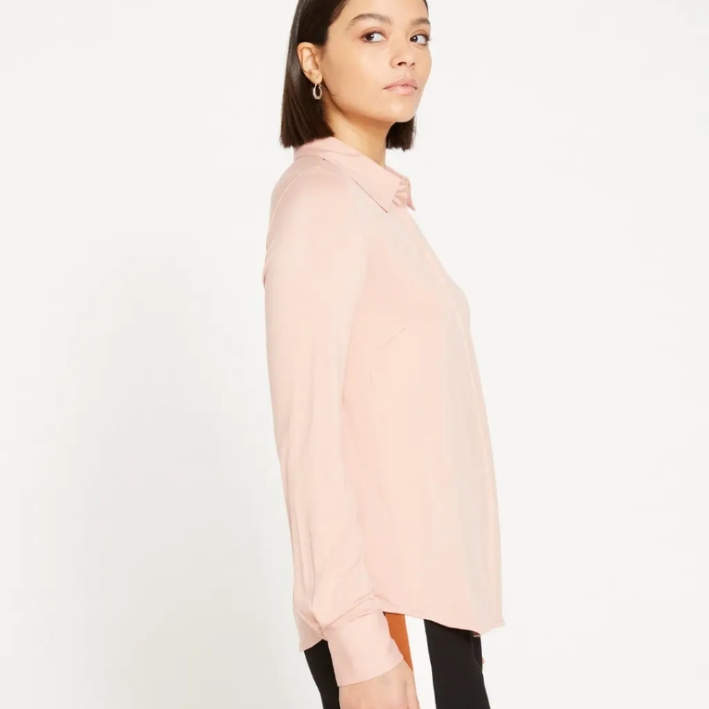 Universal Standard Elbe Liquid Jersey Shirt Full Placket Rose size Small 14-16 - Picture 3 of 5